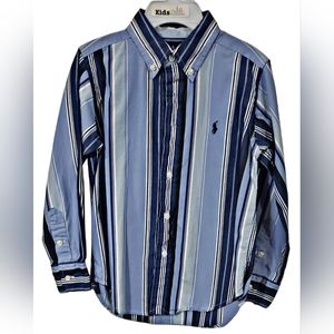 Ralph Lauren Blue Striped Long Sleeve button-down dress shirt 4T